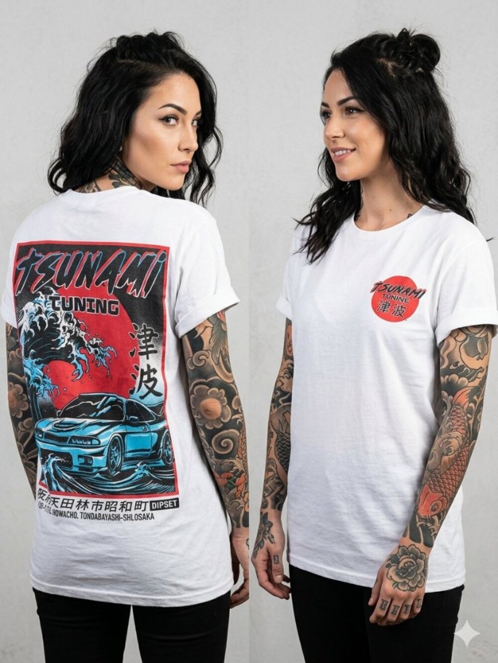 Vintage Boxset Tsunami Tuning JDM Racing Graphic Tee - White Medium